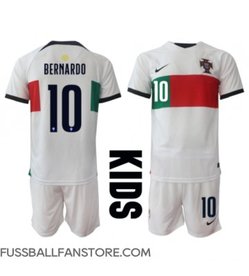 Portugal Bernardo Silva #10 Replik Auswärtstrikot Kinder WM 2022 Kurzarm (+ Kurze Hosen)